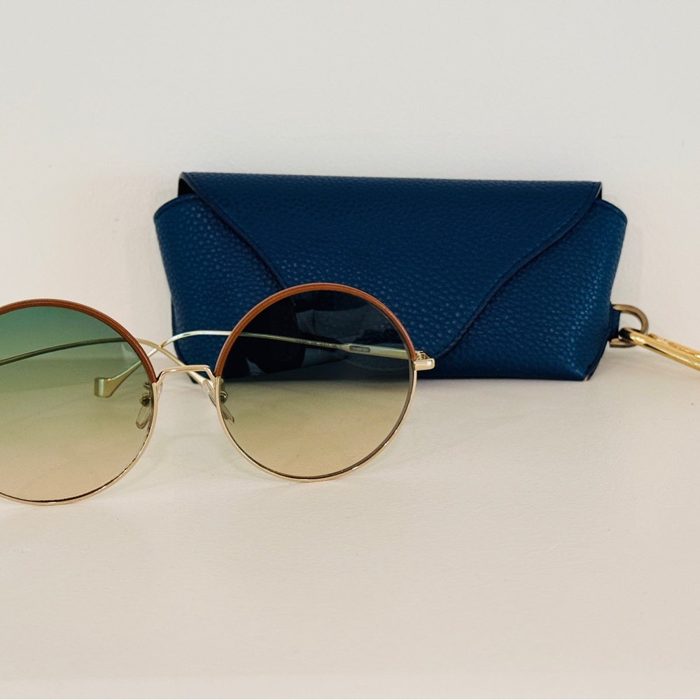 Loewe Gold and Brown Round Sunglasses with Blue Case